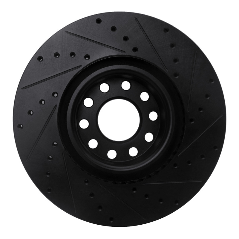 Audi S6 Brake Rotor (1) - Front Left - R1 Concepts - Drilled & Slotted - Black - `99-`04